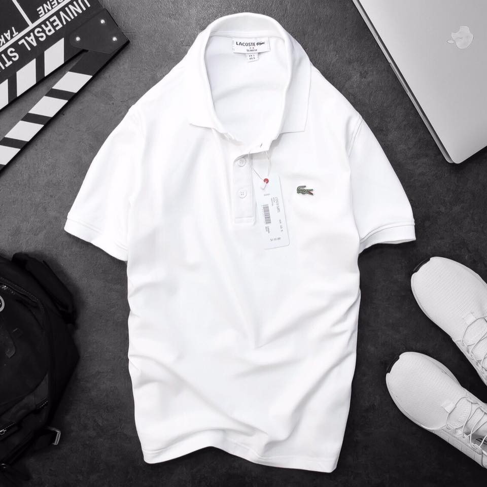 Aó polo lacoste trơn slimfit Made in cambodia