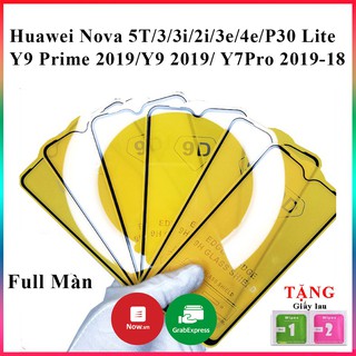 Kính cường lực huawei Y7 Pro 2019 Y7 Pro 2018 P30 Lite Nova 5T 3 3i 2i 3e 4e Y9 Prime 2019 Y9 2019 Full Màn