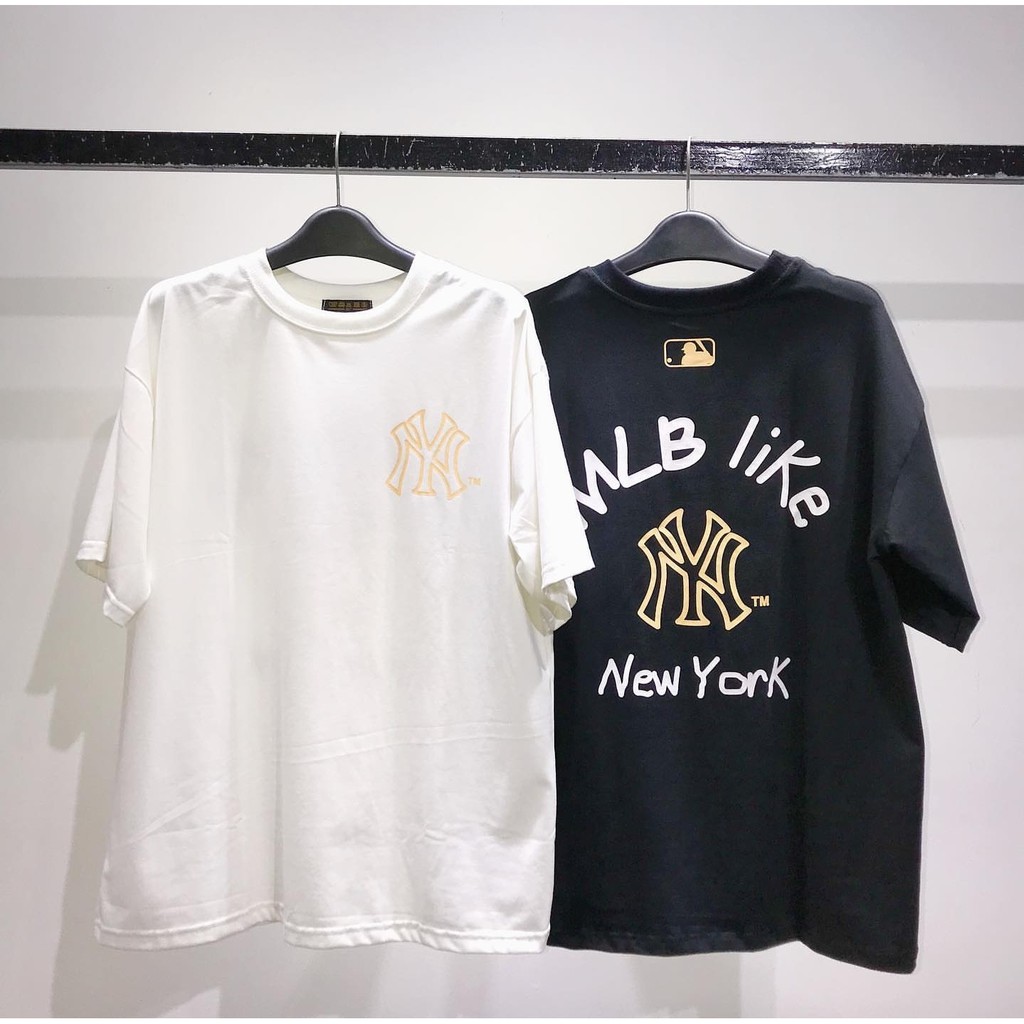 Áo Thun Tay Lỡ MLB LIKE Unisex (Trắng/Đen)