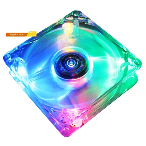 Quạt tản nhiệt màu trong suốt 8cm tích hợp đèn LED cho PC