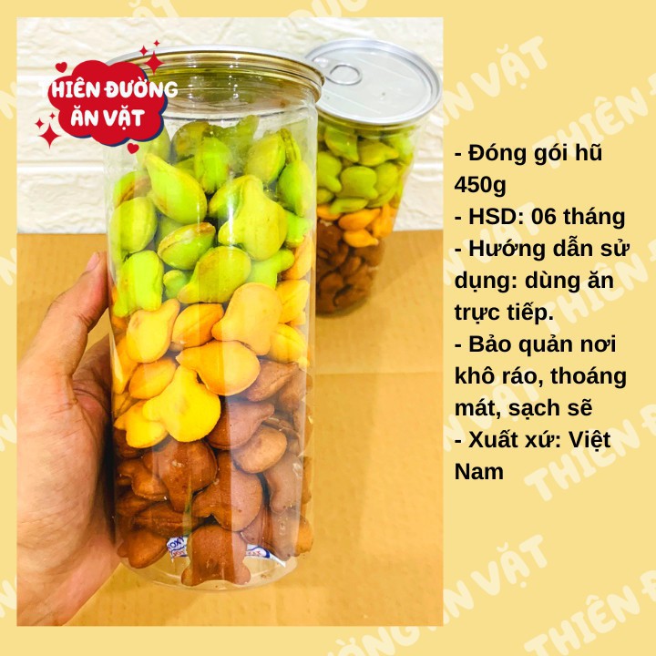 Bánh gấu nhân kem mix 3 vị lon Pet 450gr sang trọng, hợp vệ sinh, món quà ăn vặt tuyệt vời