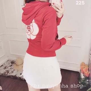 Áo khoác lửng bo eo hoa hồng