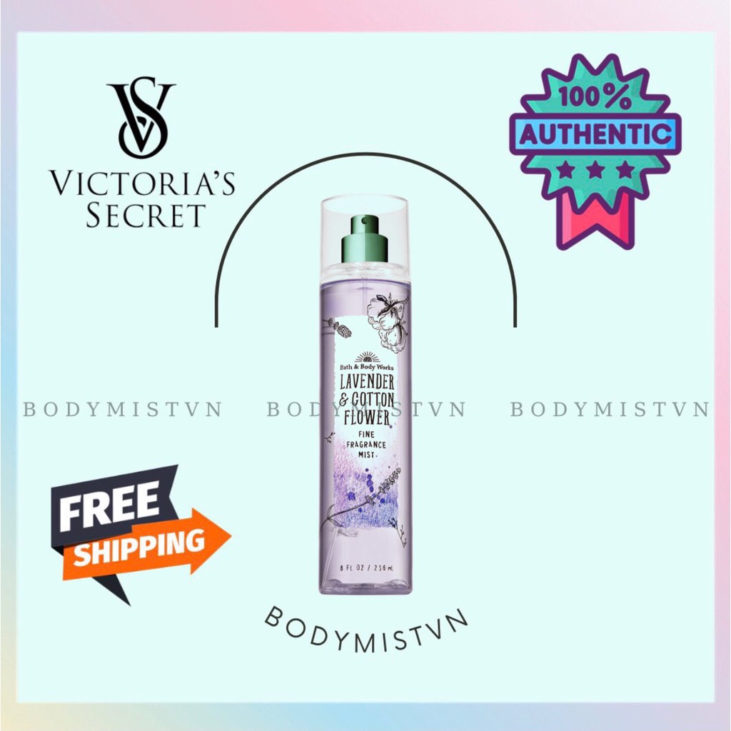 🤎 𝐁𝐨𝐝𝐲𝐦𝐢𝐬𝐭𝐯𝐧 - Xịt Thơm Toàn Thân Body Mist Bath and Body Works - Lavender Cotton Flower 🤎 | Thế Giới Skin Care