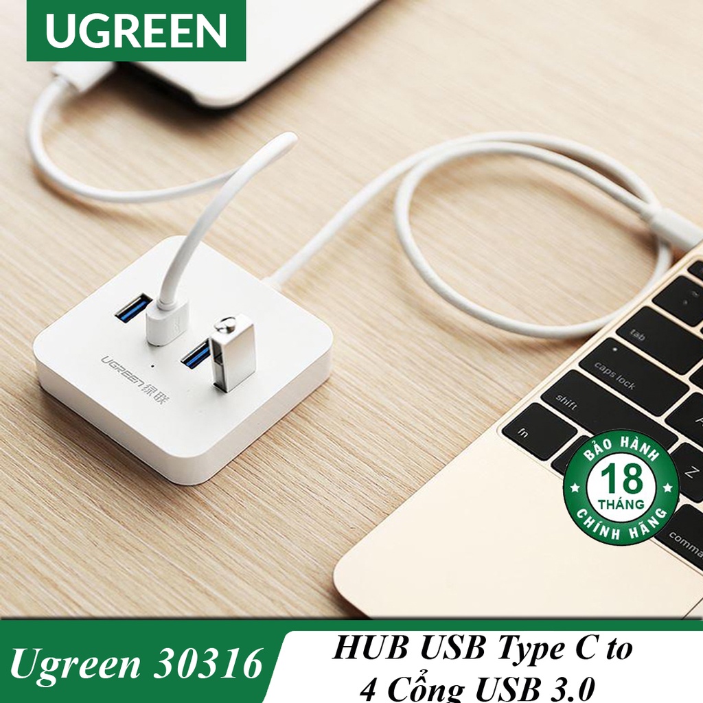 HUB USB Type-C ra 4 USB 3.0 Hỗ Trợ OTG Cao Cấp UGREEN 30316 Chính Hãng