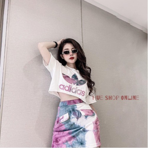 Áo Croptop | Chân Váy Loang Màu Cotton 100% VNXK Siêu Chất Định Hình Phong Cách