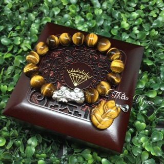 Đá mắt Hổ vàng nâu dây cổ mặt Hồ Ly