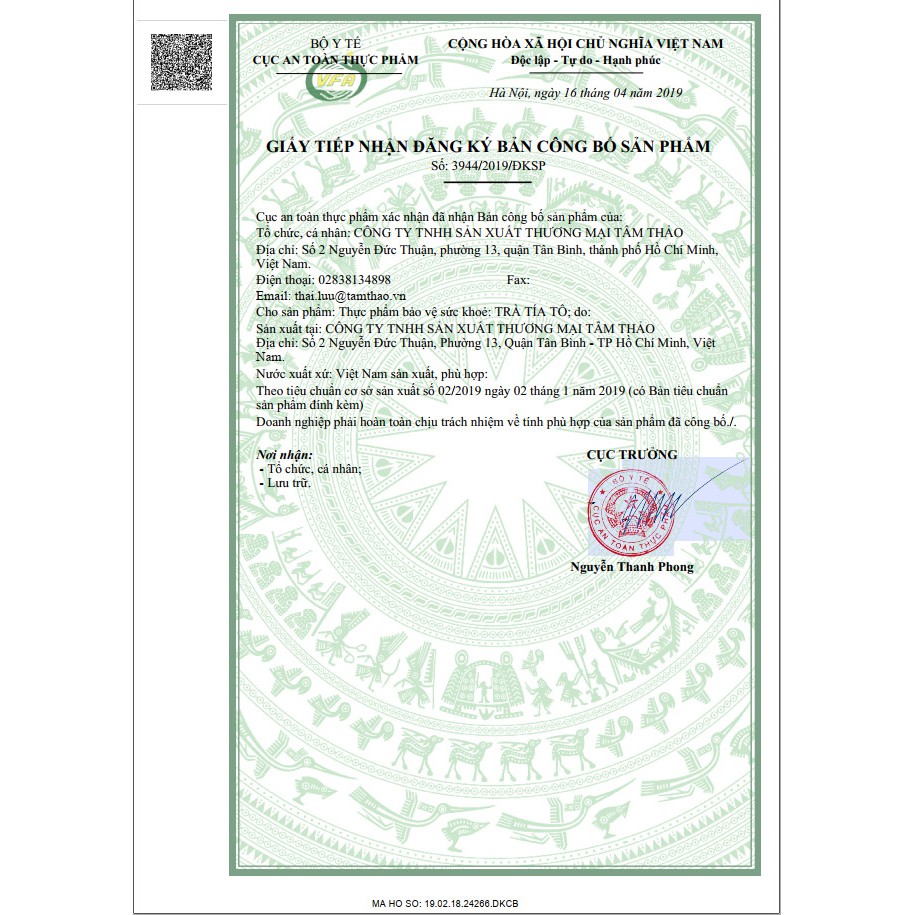 Trà Tía Tô Tâm Minh 20 túi lọc