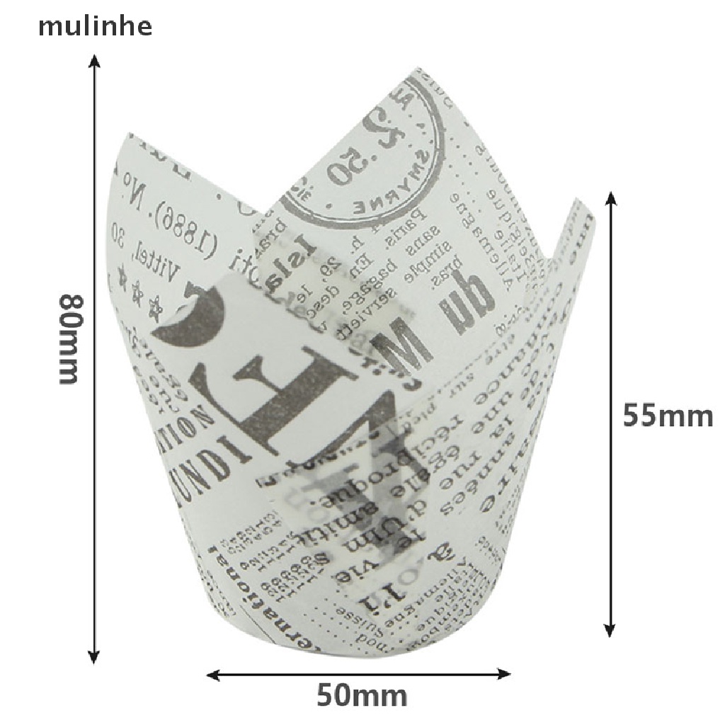 Set 50 Cốc Giấy Làm Bánh Cupcake Hình Hoa Tulip Xinh Xắn