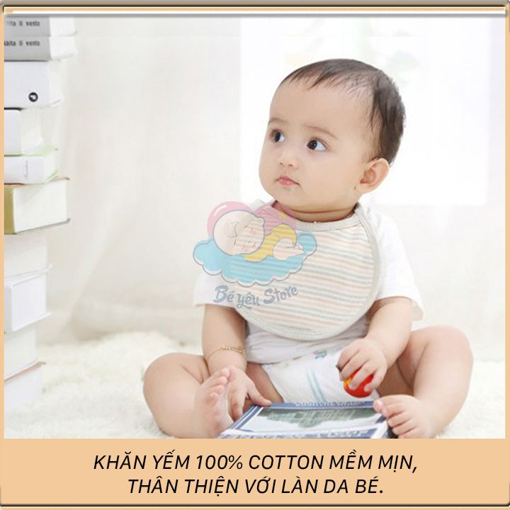 Yếm cho bé sơ sinh – Yếm tròn cho bé chất liệu Cotton mềm mịn có nút buộc tiện lợi (Yếm sơ sinh)