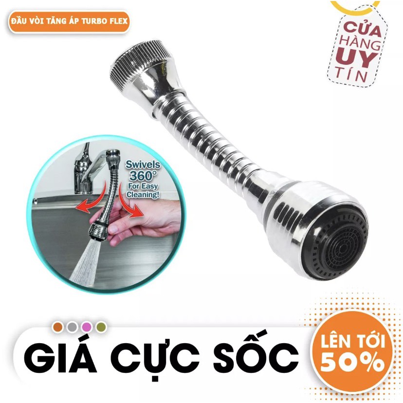 [FREESHIP] Đầu vòi xịt nước tăng áp cho vòi bồn rửa Turbo Flex 360 mới thiết kế dáng vòi sen phặn phặn.