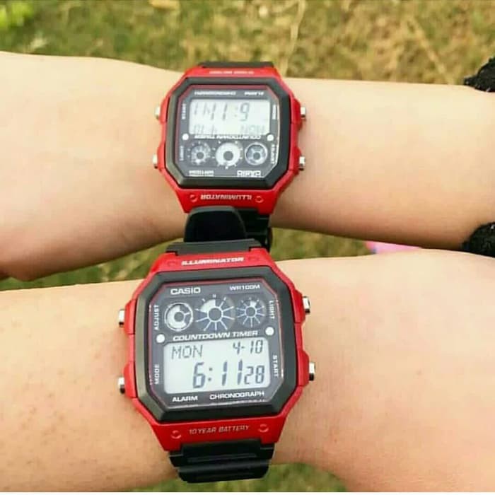 Đồng hồ nam CASIO AE-1300WH-4AVDF Dây nhựa đen - Viền đỏ - Pin 10 năm - Chống nước , bảo hành 12 tháng