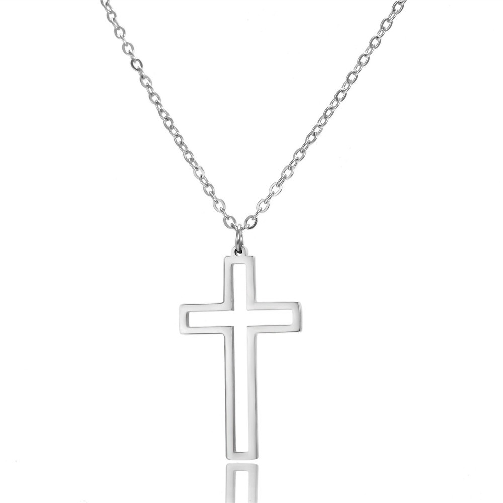 Vòng cổ mặt chữ thập bằng thép không gỉ thiết kế thời trang cho nam và nữ