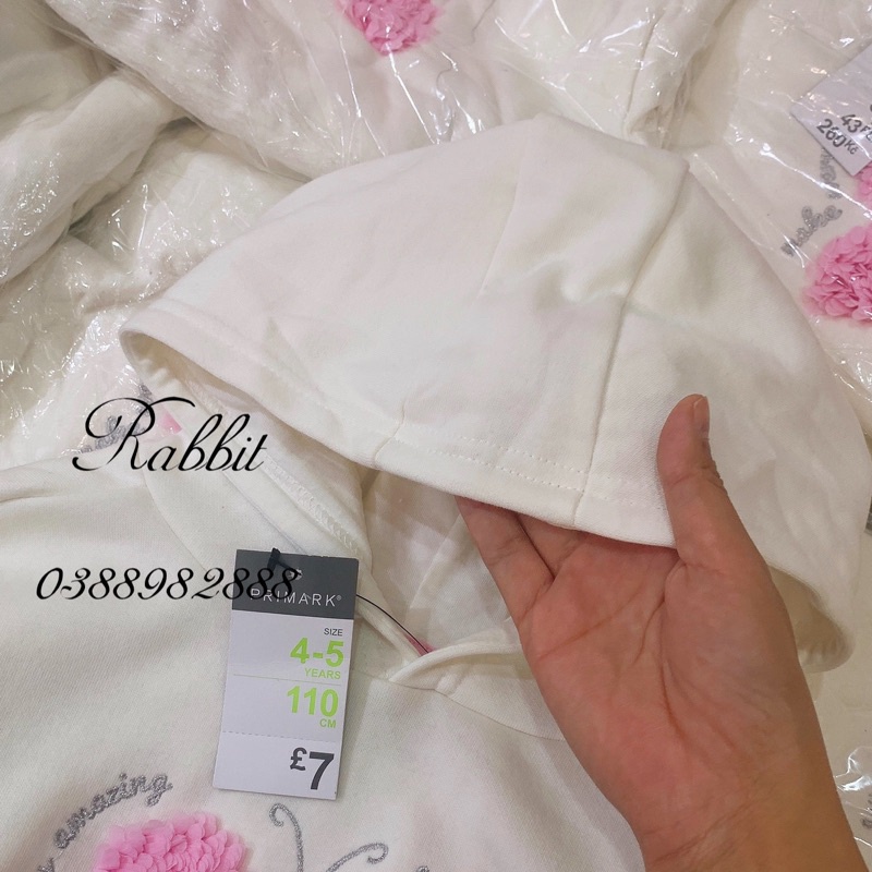 Áo nỉ hoodie trắng Primark