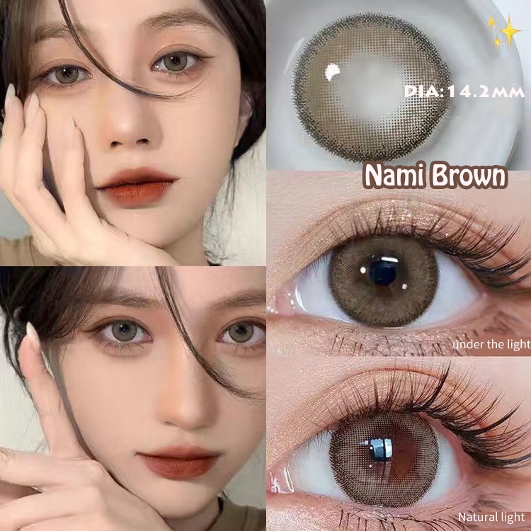 Set 2 Kính Áp Tròng Mềm Mại Màu Nâu Nami / Yohji 0.00 -8.00 Độ【W/Frees W/O Solution】