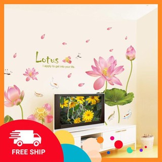 ⚡️𝗙𝗥𝗘𝗘𝗦𝗛𝗜𝗣⚡️ Decal dán tường Hoa sen uốn