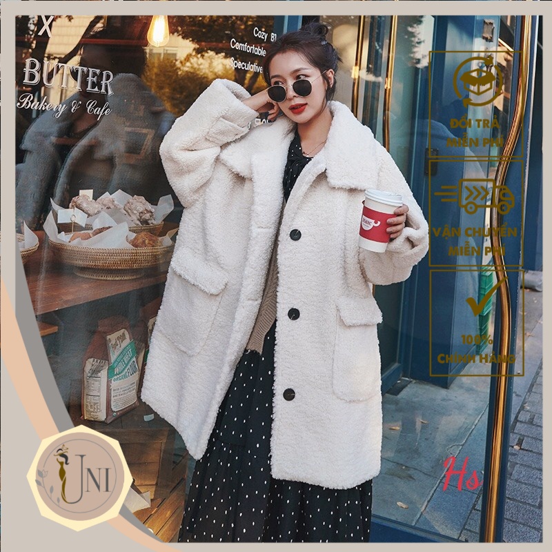 Áo Khoác Nữ Áo Lông Túi Hộp Cúc Đen  Mã 717 UNI STORE