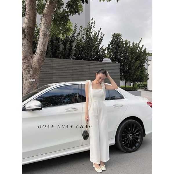 Áo liền quần Jumpsuit suông dây nơ tự cột