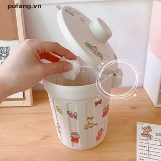 Pufang Ins Desktop Small Trash Bin Waste Bin Bedroom Home Cute Trash Can With Lid Mini vn