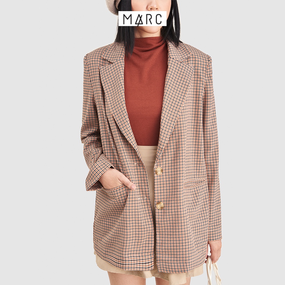 Áo khoác blazer nữ MARC FASHION oversized họa tiết ca rô FAPH1130