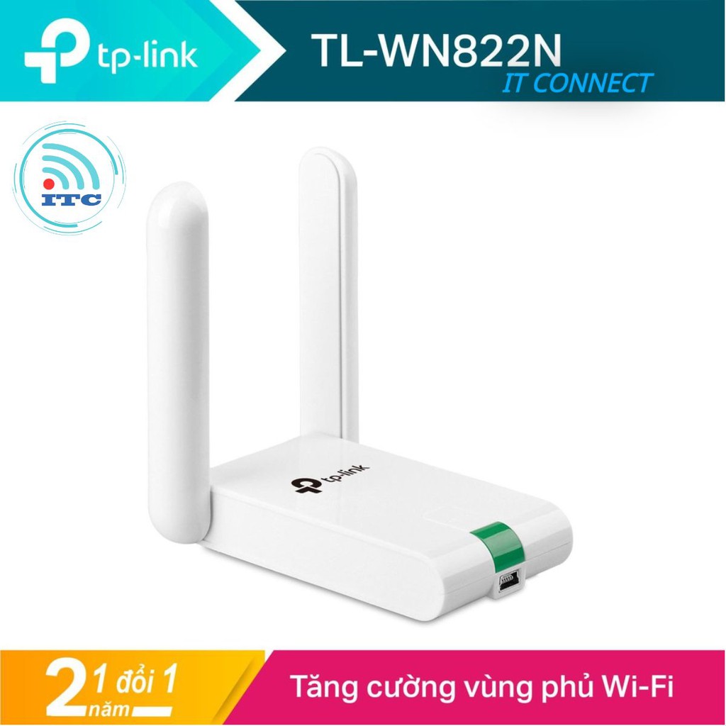 TP-Link N 300Mbps USB kết nối Wi-Fi  Độ lợi cao- TL-WN822N - Hàng Chính Hãng