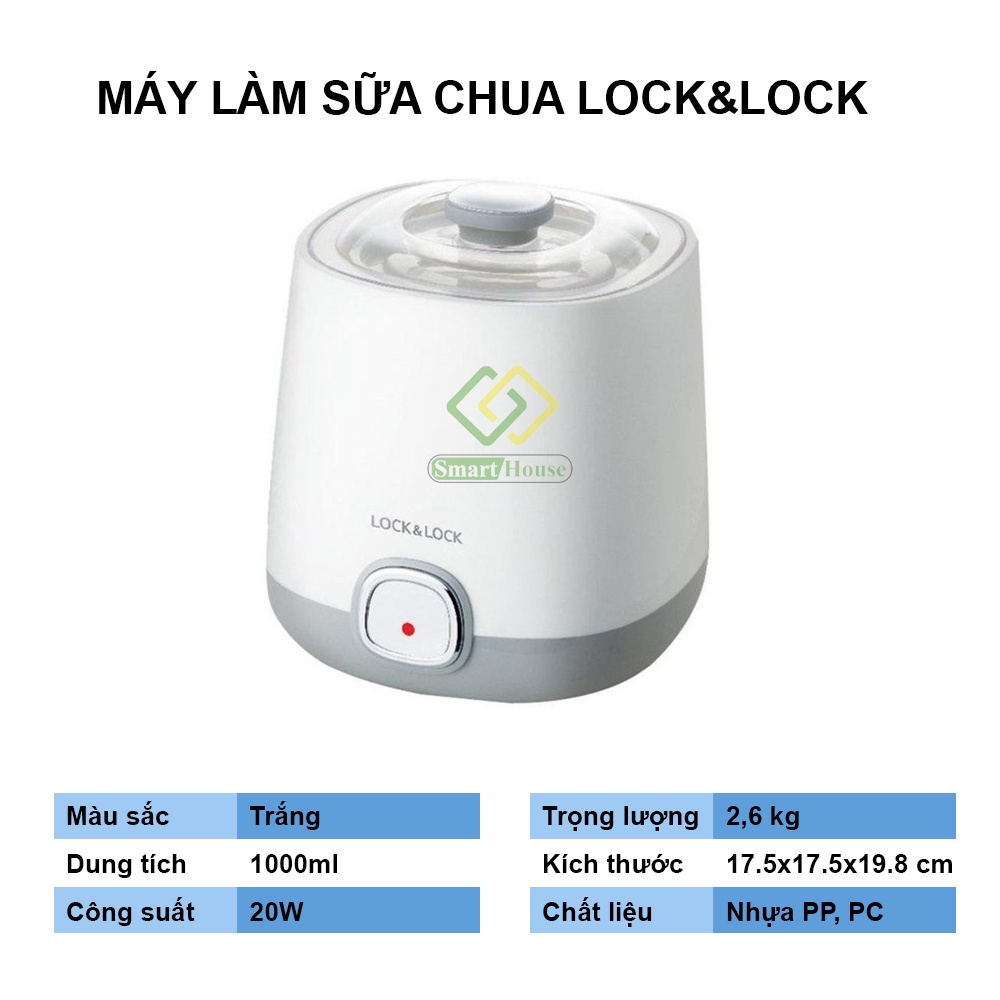 Máy làm sữa chua LocknLock 1L 20W Lên Men Tự Động Nhỏ Gọn - Smart House