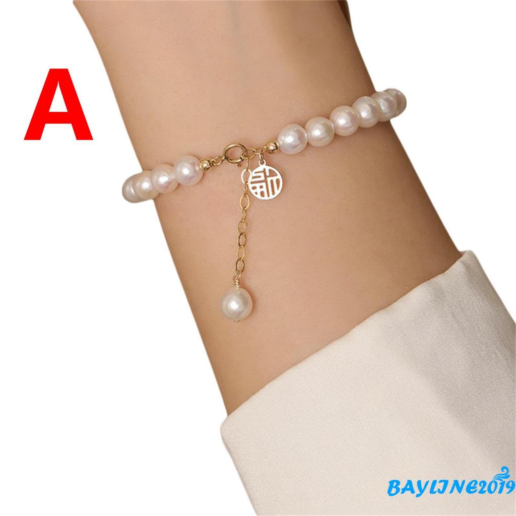 Vòng tay xâu chuỗi hạt ngọc trai có thể điều chỉnh kích thước