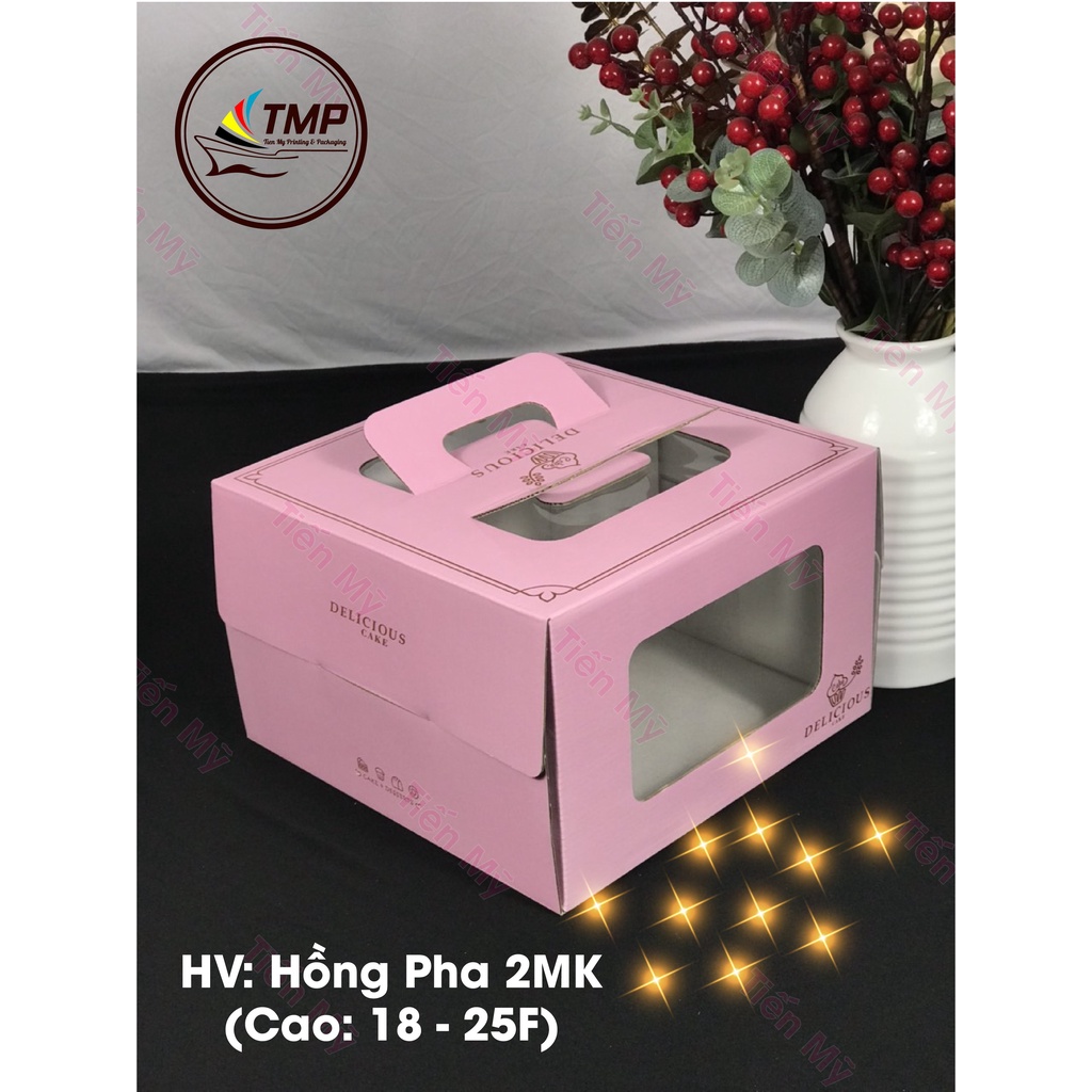 [Ảnh Thật] Hộp Vuông Hồng Pha - Hộp Quà Sinh Nhật - Đã Có Tẩy, Đế