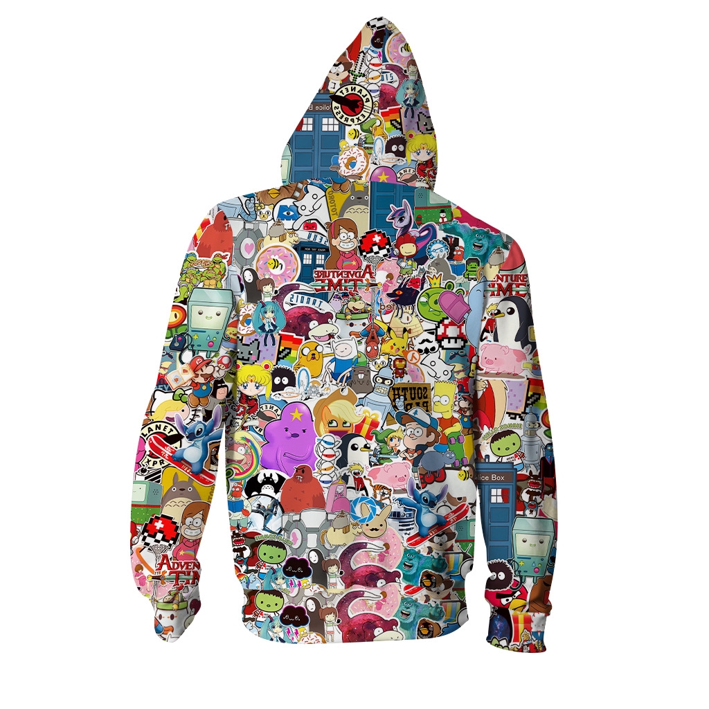Hoạt Hình Áo Khoác hoodie Có Khóa Kéo In Hình 3d Thời Trang unisex