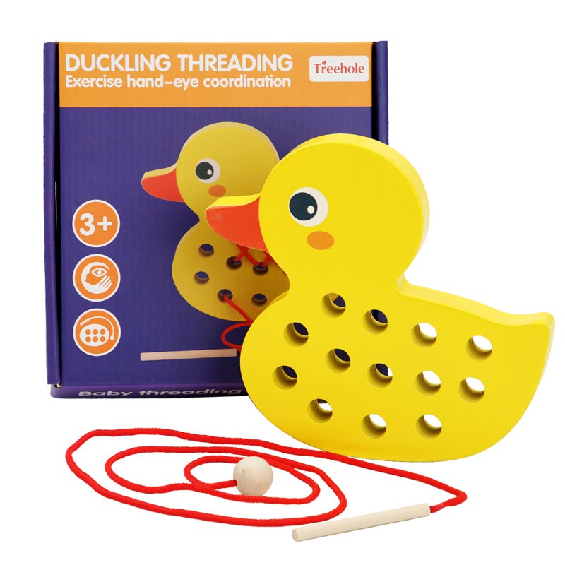 Duckling Whale Threading Trò chơi 0.32 Đồ chơi Giáo dục Mầm non Trẻ mới biết đi Bài tập khả năng thực tế Montessori Dạy học Hỗ trợ