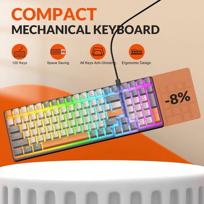 Bàn phím cơ red switch gaming ZIYOULANG K3 loại 87 KEYS - led đa màu 10 chế độ tuỳ chỉnh