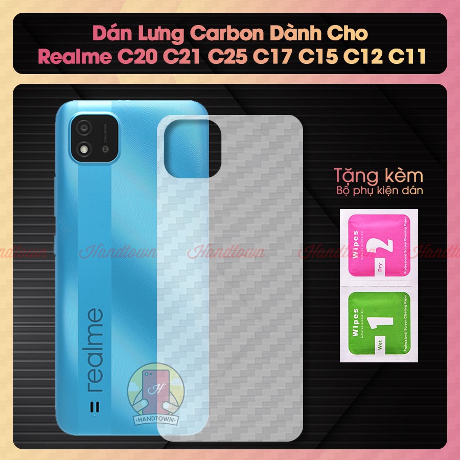 Miếng Dán Lưng Vân Cacbon Realme C20 C21 C21Y C25 C17 C15 C12 C11 2011Không Full Viền Bảo Vệ Mặt Lưng Máy Khỏi Trầy Xước