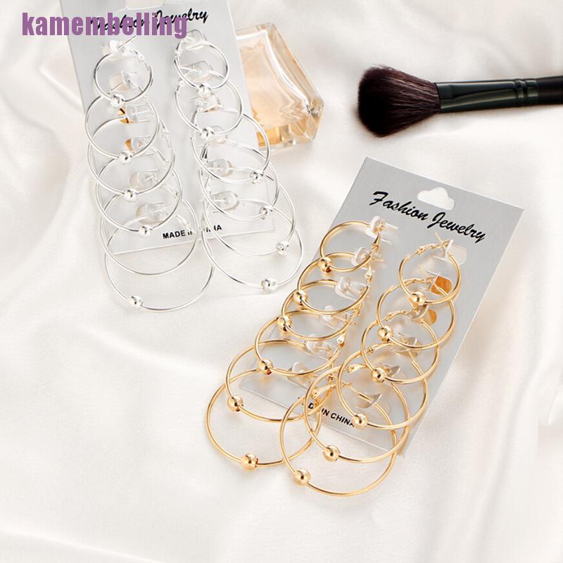 Bông Tai Hình Tròn Màu Vàng / Bạc Phong Cách Vintage Thời Trang Cho Nữ