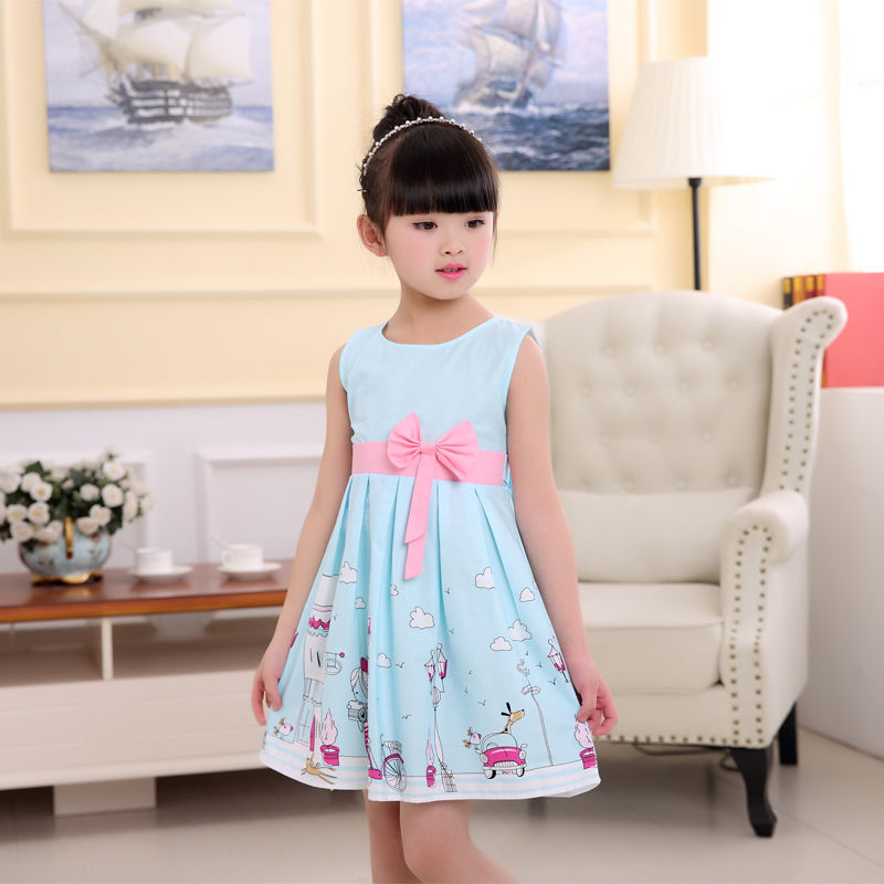 Bé gái Váy không tay Vest, Big Virgin Baby Cotton Silk Quần áo trẻ em Baby Princess Dress Váy trẻ em phong cách phương Tây