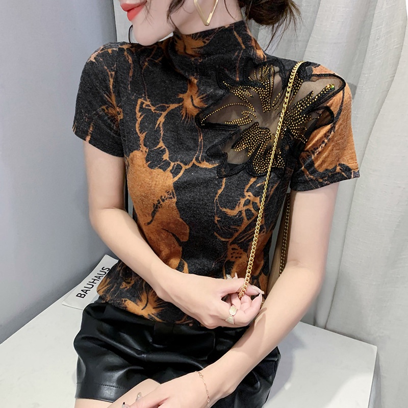 Áo lưới nữ áo thun tay ngắn nữ Đính Đá Thời Trang Cho Nữ