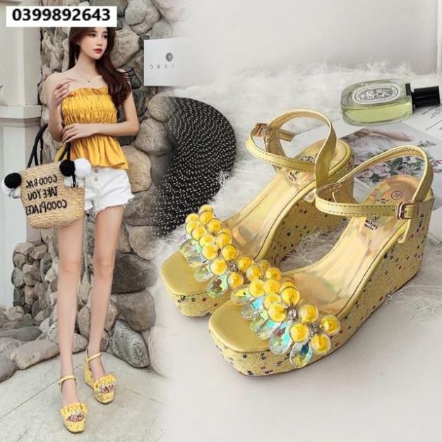 Giầy Đế Xuồng Nữ Cao 9 Phân đính đá cực Xinh Yêu ( Hàng ORDER)