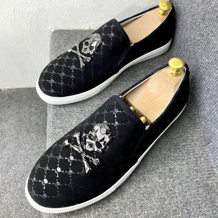 giày nam giày lười đính đầu lâu kim loại cực phẩm - giày mọi nam đẹp | BigBuy360 - bigbuy360.vn