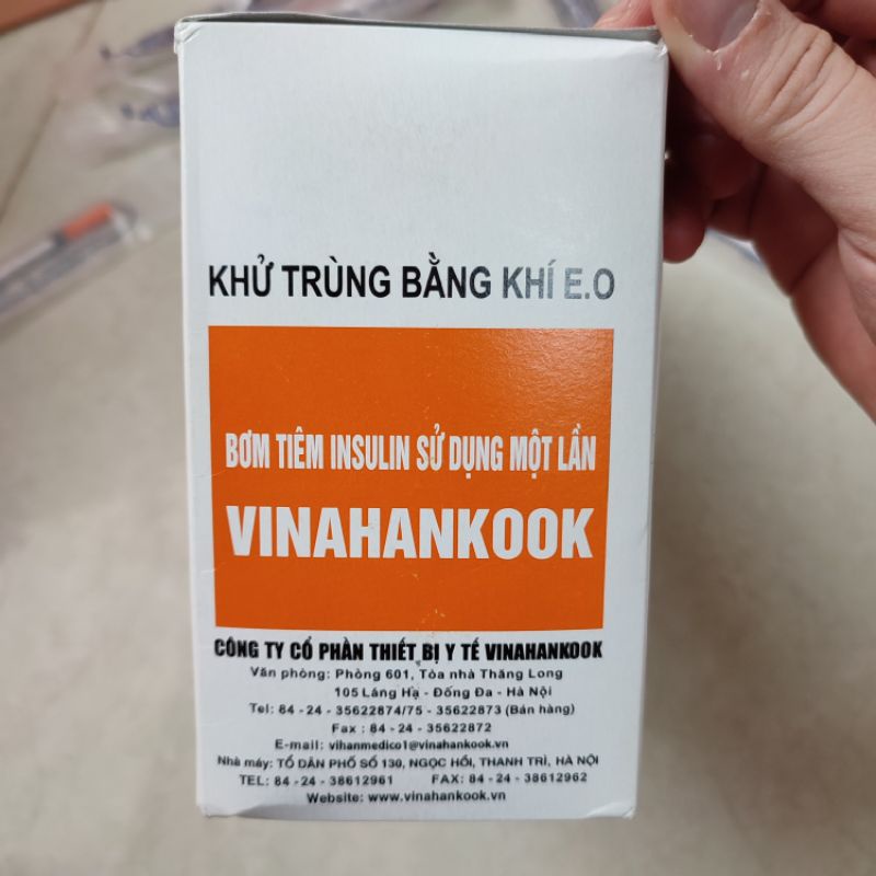 Kim Tiêm Insulin Sử Dụng Một Lần Vinahankook - Kim Tiêm Tiểu Đường 1cc - Dùng Trong Thẩm Mỹ Spa