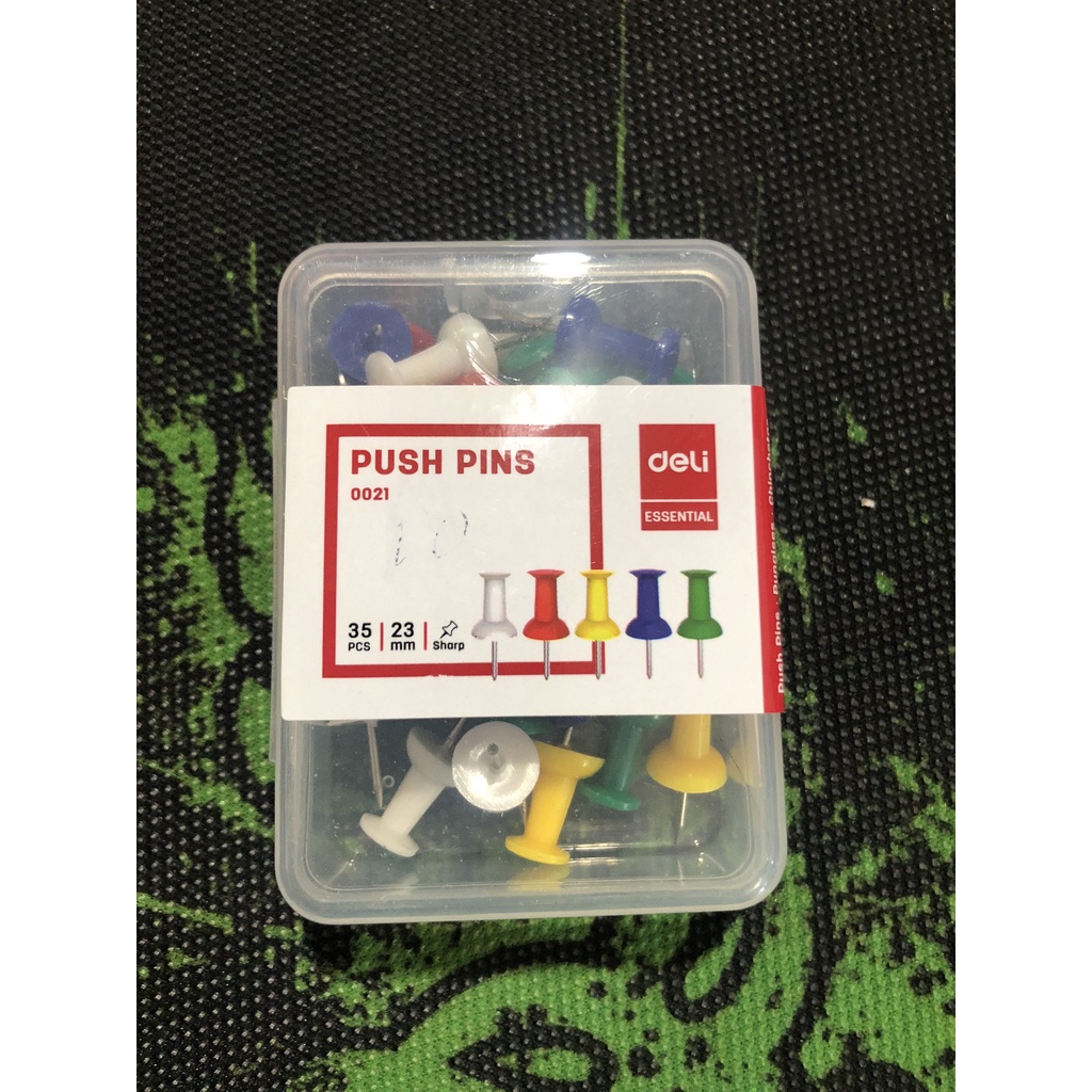 Hộp 35 Cái Ghim Deli 0021 Mũ Nhựa - Kim nhựa