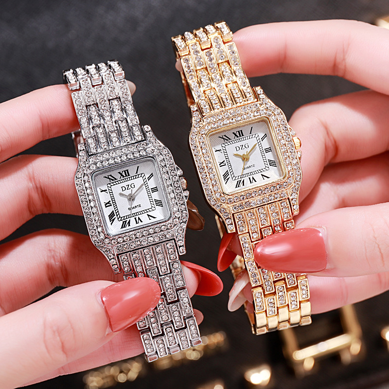 Luxury Rose Gold Diamond Watches With bracelet Women fashion Quartz Wristwatches Creative Rectangle Stainless Precision Waterproof Watch