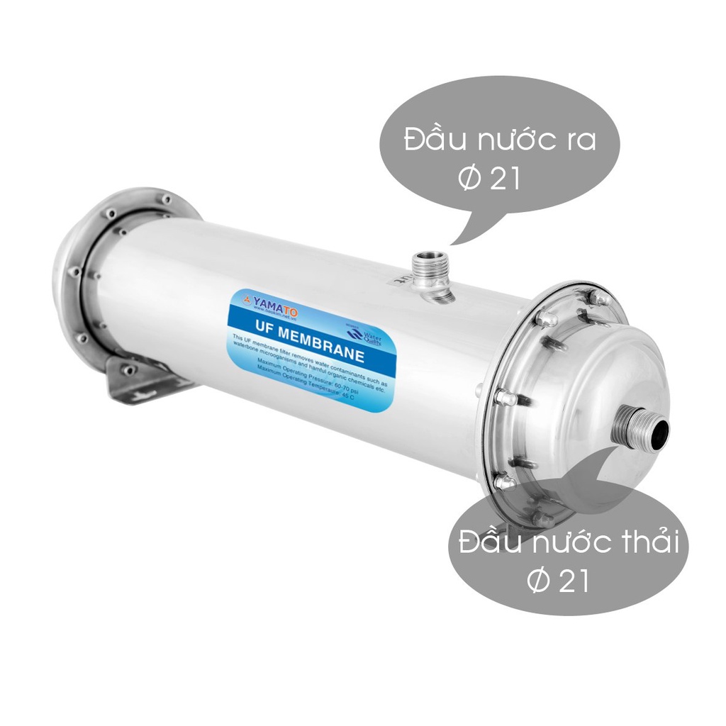 Bộ máy lọc nước sinh hoạt Yamato 1000L vỏ Inox không dùng điện, lõi Lọc cặn siêu nhỏ, chức năng xả cặn định kì