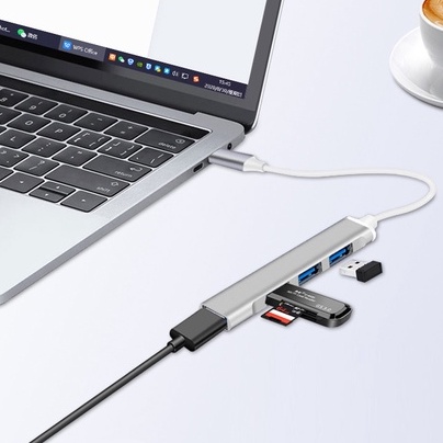 Hub USB Type C Sang 4 Cổng USB 3.0 Kết Nối Chuyển Đổi Cho Macbook Laptop PC- HUB PESTON Vỏ Kim Loại Cao Cấp