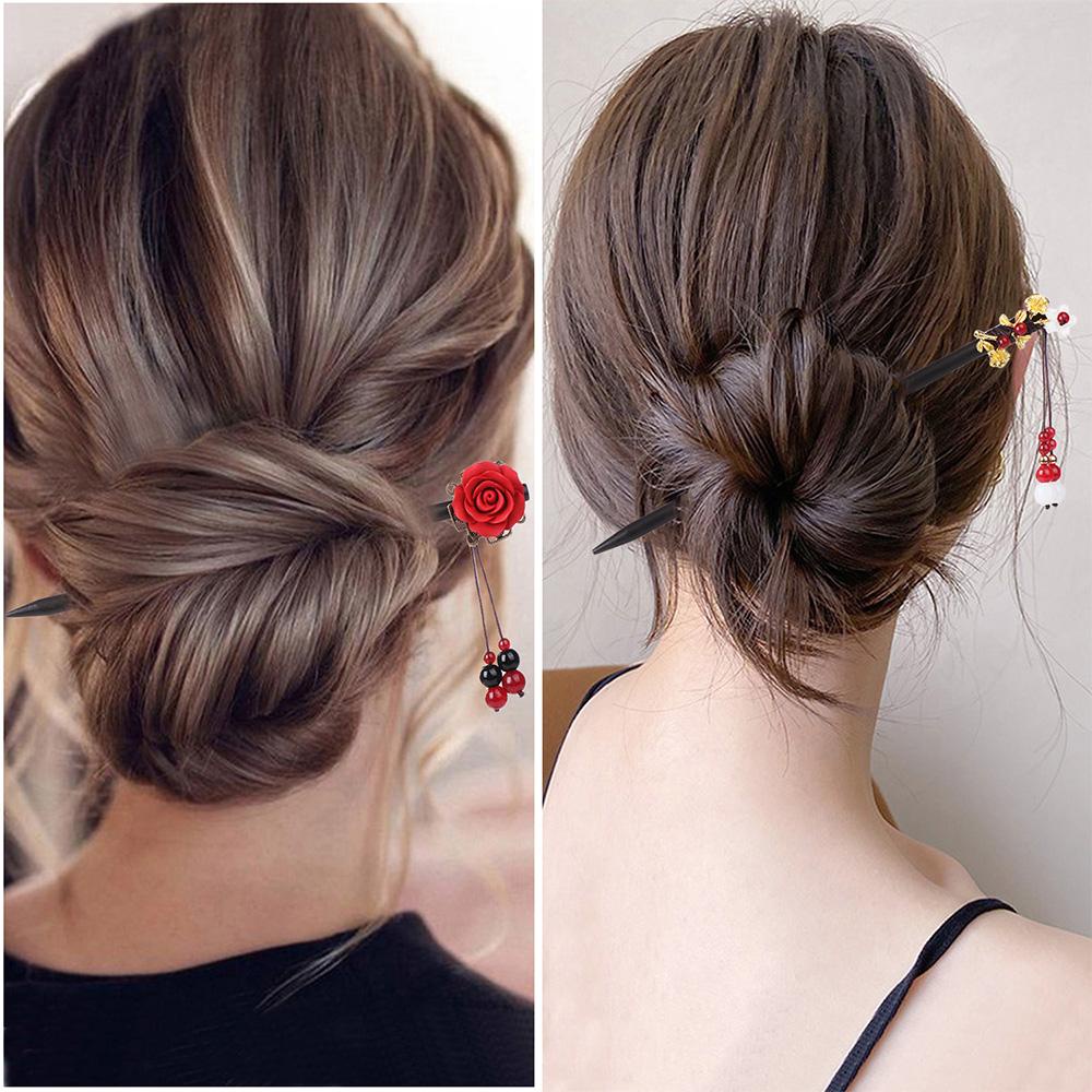 Trâm Cài Tóc Bằng Gỗ Phối Tua Rua Phong Cách Trung Hoa Cổ Điển