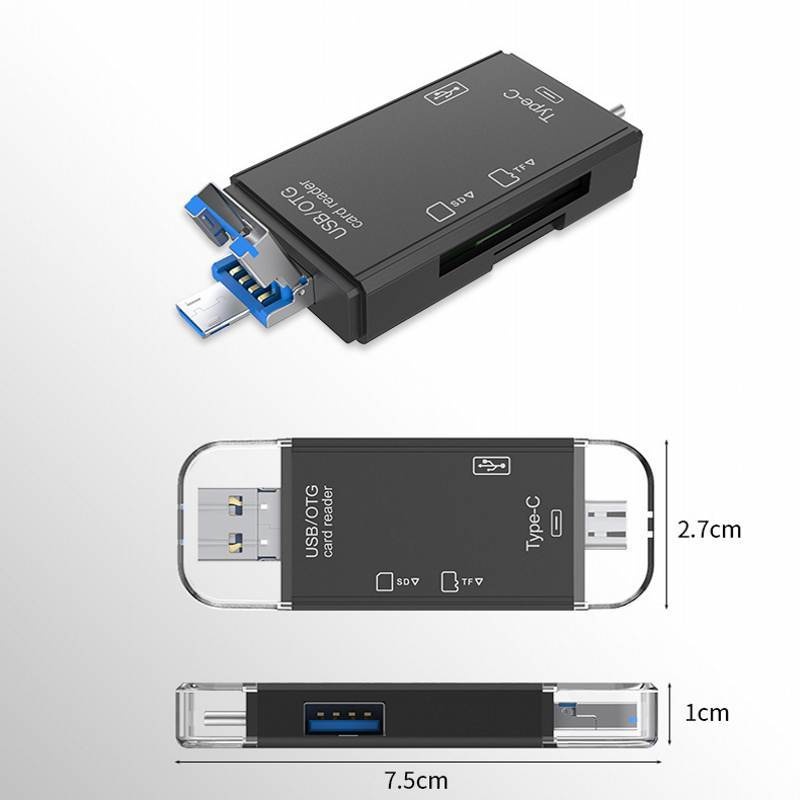 Đầu đọc thẻ nhớ USB 2.0 TF/Mirco SD 6 trong 1