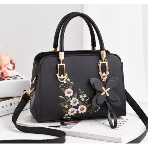 Túi xách tay nữ đeo chéo công sở thêu hoa thời trang MTHN305