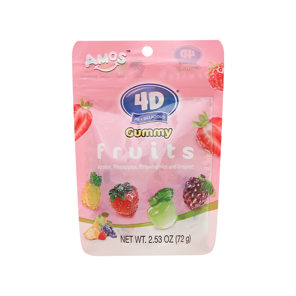 Kẹo dẻo Amos 4D các loại gói 72gr