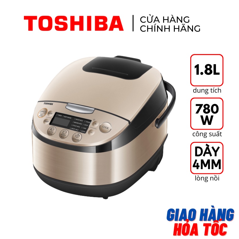 Nồi cơm điện tử 1.8 lít chống dính Toshiba RC-18DR3PV(G) 780W - Hàng chính hãng