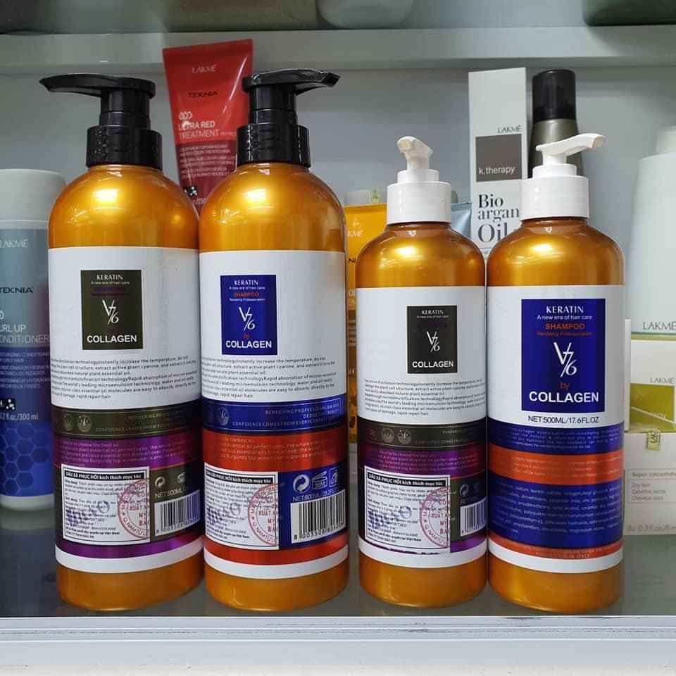 Dầu Gội Xả Collagen Keratin V76 800Ml Phục Hồi Tóc Hư Tổn,Ngăn Ngừa Gàu,Kích Thích Mọc Tóc Hàng Chính Hãng Cao Cấp