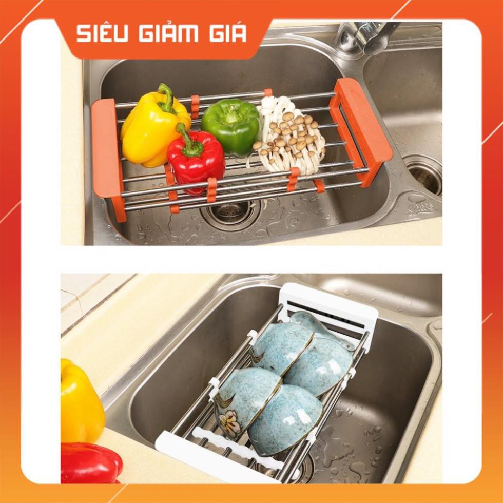 Khay đựng đồ để bồn rửa chén inox, gác lên bồn rửa chén tiện lợi, có thể kéo dài 7176 AQ