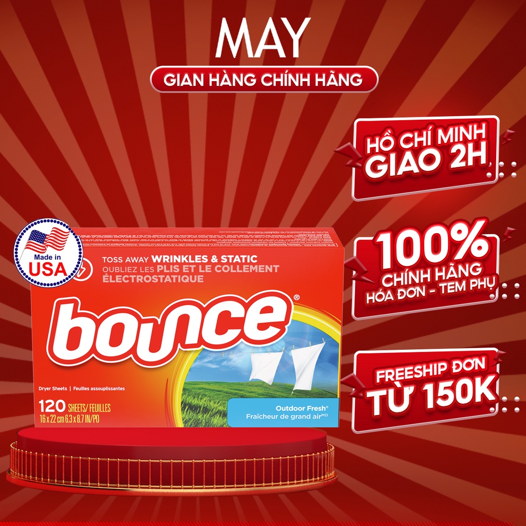 Giấy thơm quần áo Bounce Mỹ 120 tờ Nguyên Hộp - Làm thơm quần áo và loại bỏ mùi ẩm mốc