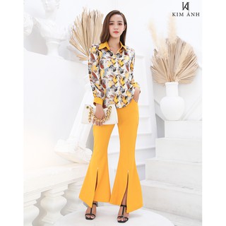Áo sơ mi hoạ tiết công sở cecil top - kim ánh aksx20006